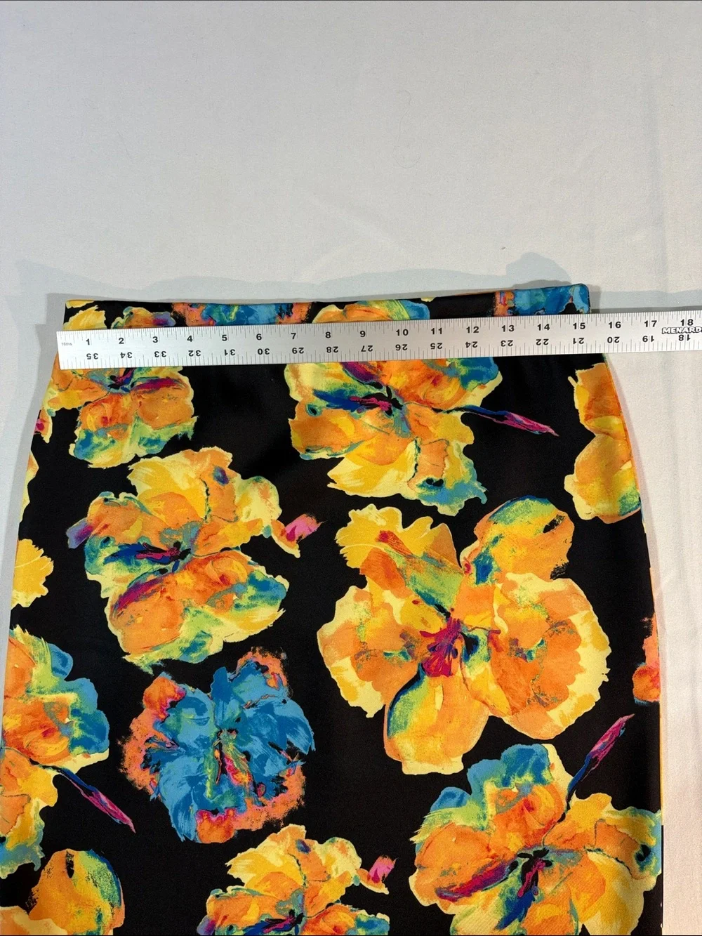 Rafaella Black Pencil Midi Skirt with Yellow & Blue Floral Print Small